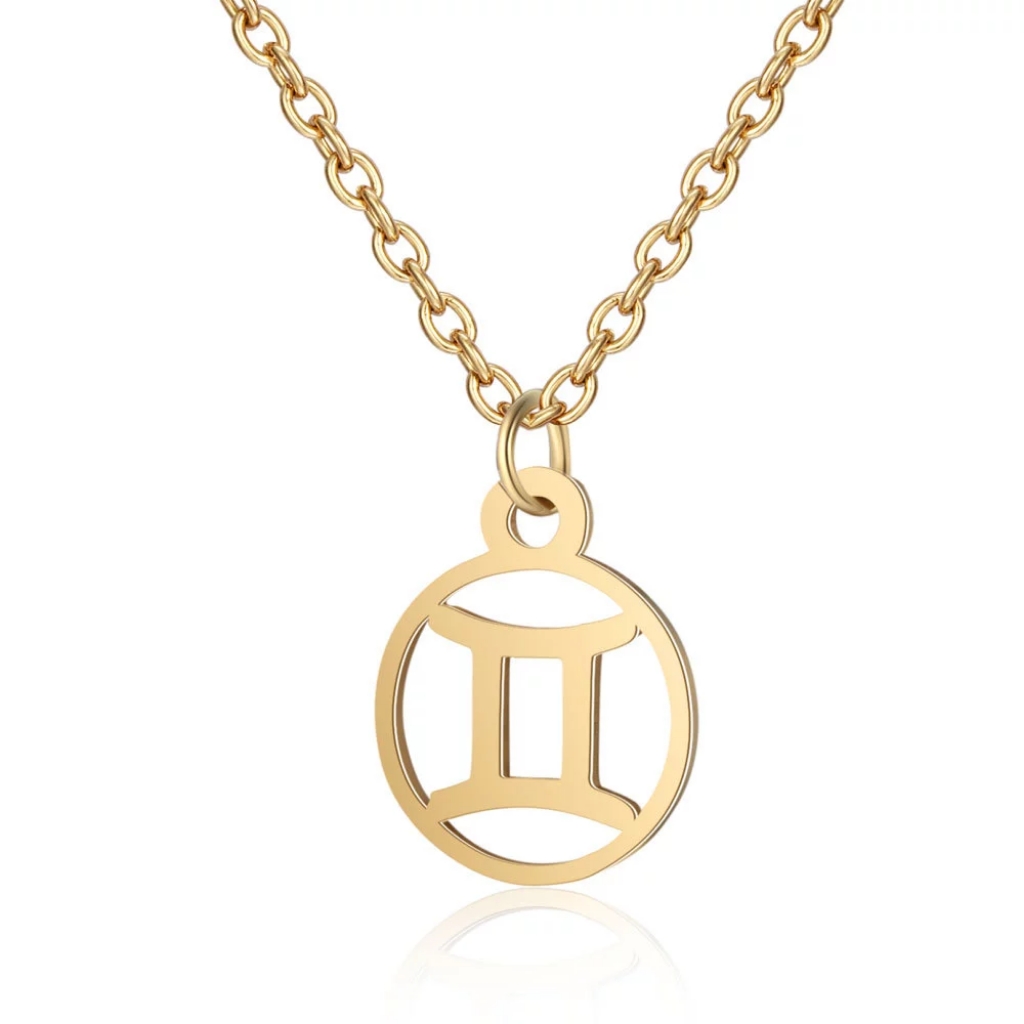 324 Gemini Zodiac Symbol Charm Necklace 10$